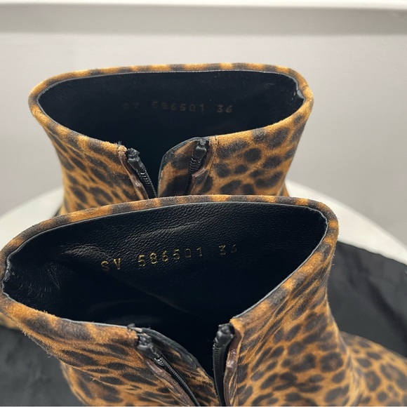 Saint Laurent YSL Leopard Print Suede Lou 75 Zip Bootie Sz 36 EU (5.5-6 US) - Picture 3 of 12